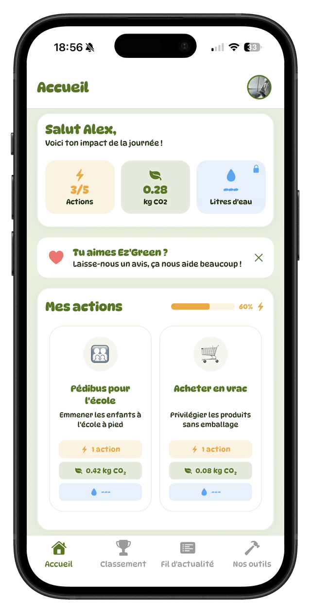 Capture d'écran de l'application Ez'Green