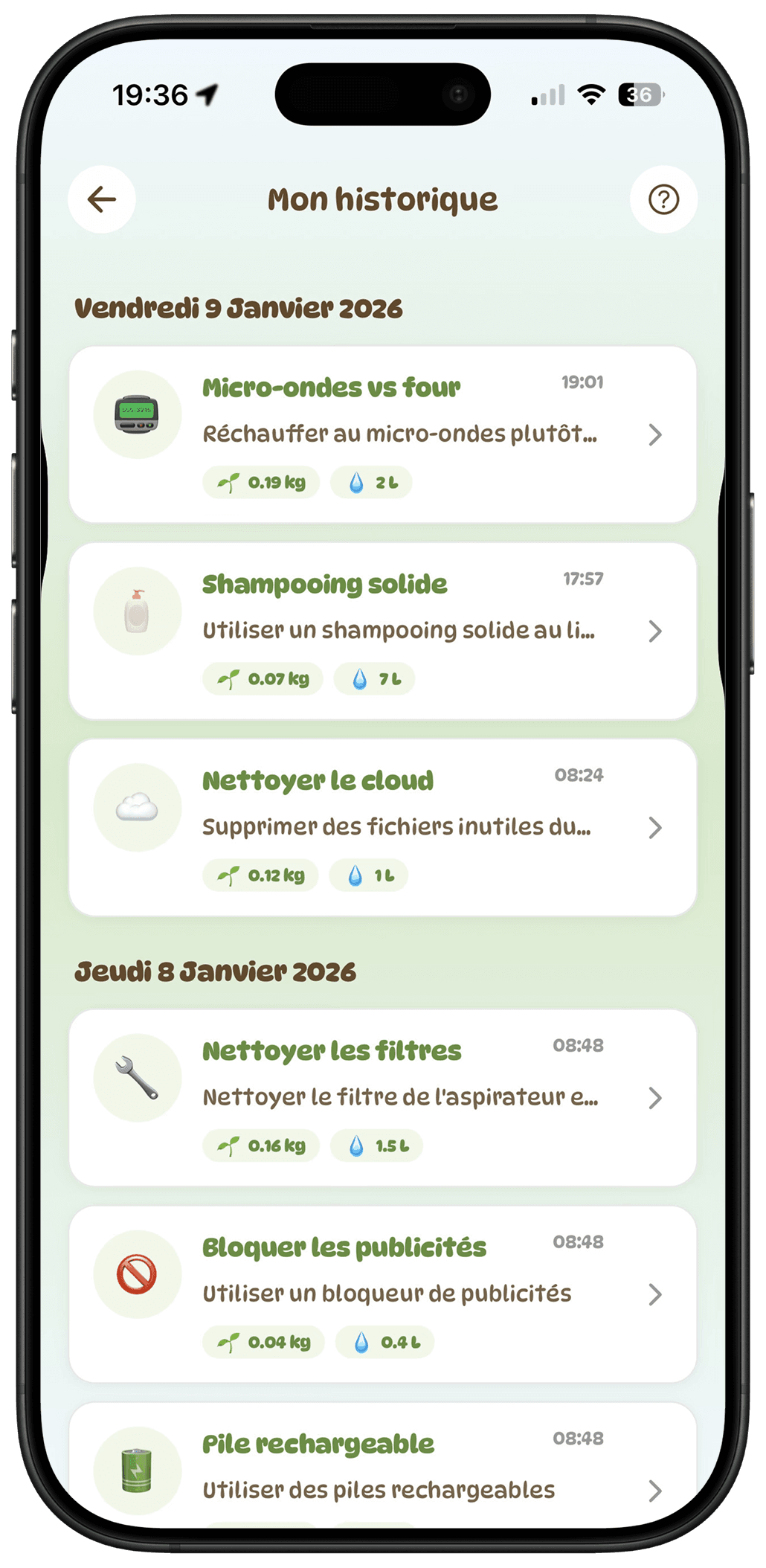 Retrouve tes actions