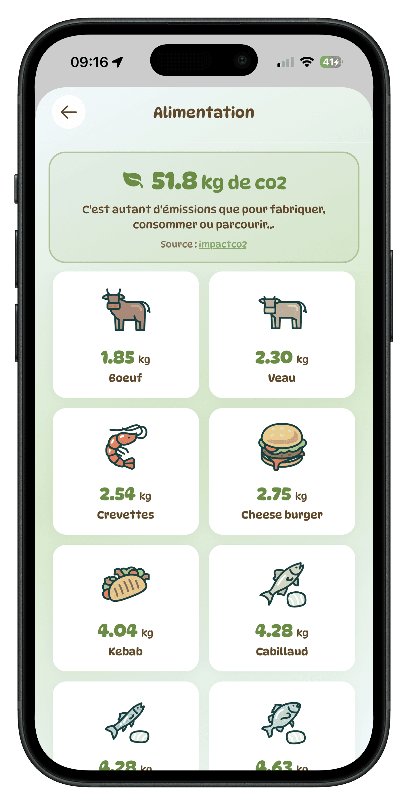 Écran Mon Impact