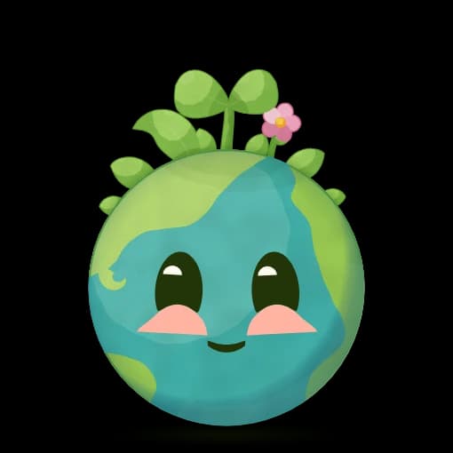 Dyna grande : la planète couverte de feuilles et d'une fleur.